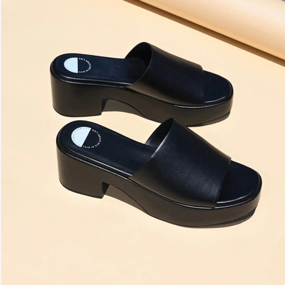 This is Our Other Line platform heel slide black size 7.5